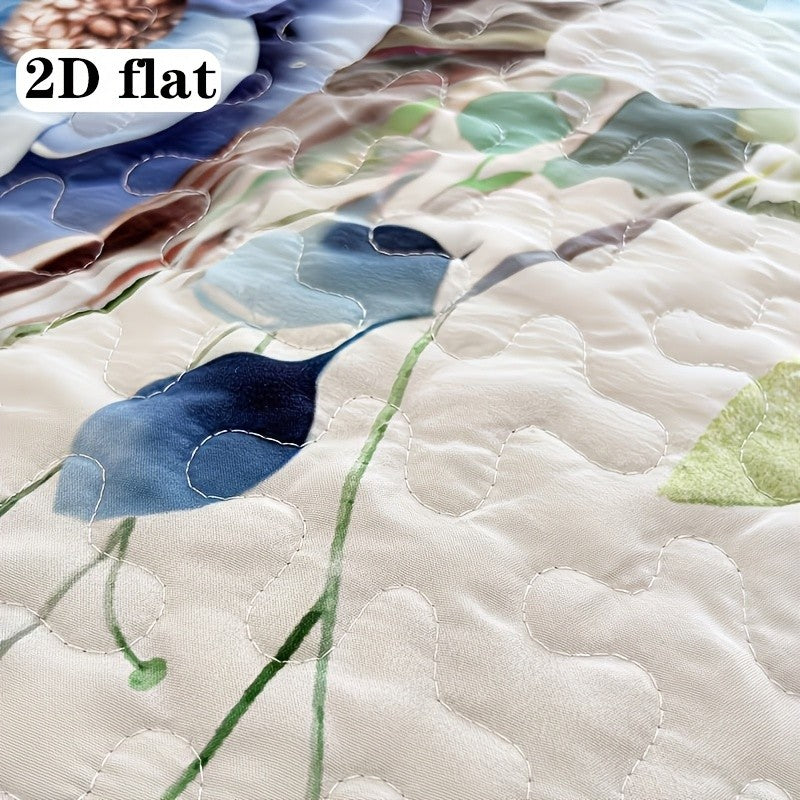 Quilted Quilt Set 2-3 Piece Floral Love Heart Print – Soft Breathable Hypoallergenic Bed Cover with Pillowcases for Twin Full Queen King, Multicolor Bedding
