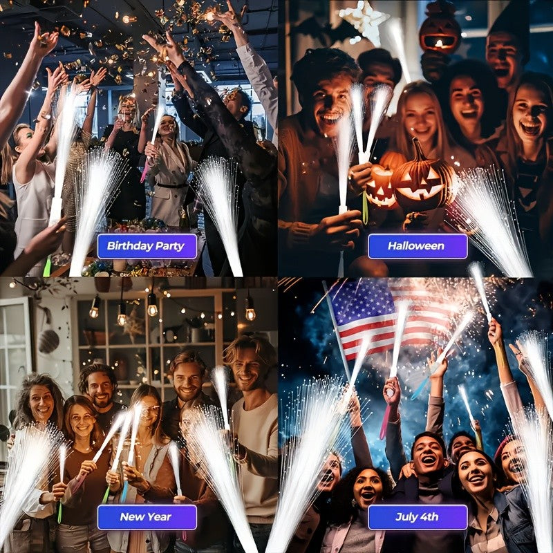 Fiber Optic Wand LED Glow Sticks 48-Pack White Light-Up Magic Wands – Glow in the Dark Party Supplies for Wedding Sparklers, Rave Concert Halloween Birthday Carnival Christmas Decoration