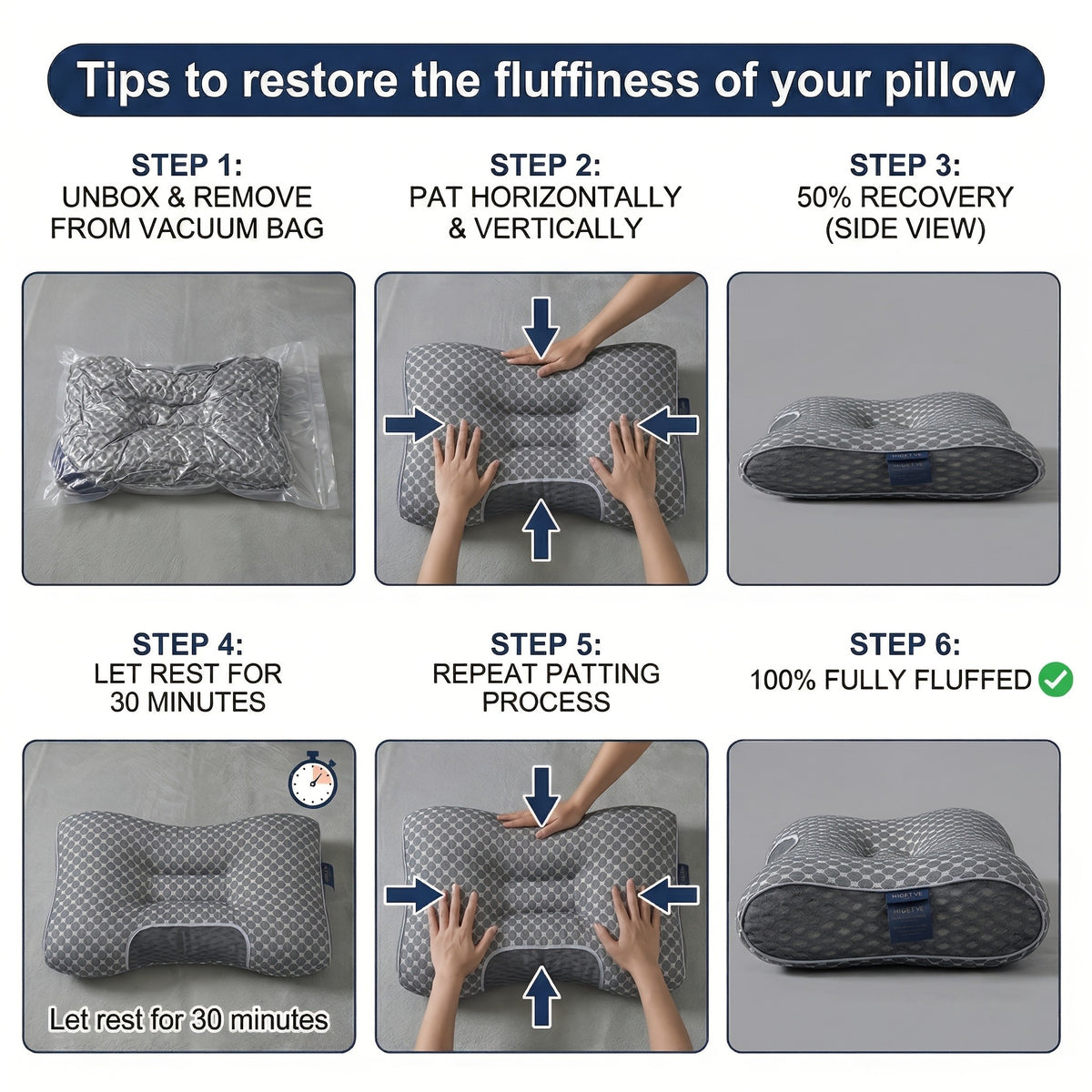 Ergonomic Neck Pillow 2-Pack with 3D Honeycomb Mesh Surface, Breathable Cooling Anti-Sweat Sleep Pillow, Soft Supportive Cushioning for Side and Back Sleepers