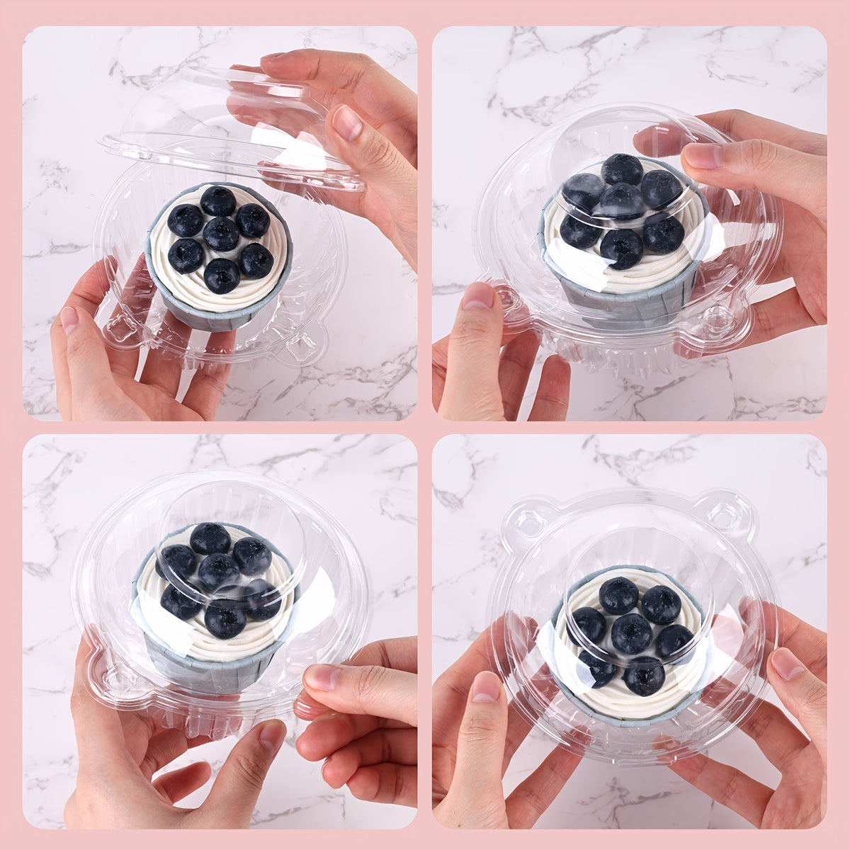 Cupcake Boxes with Dome Lids 80pcs Individual Clear Plastic Cupcake Containers Single Cupcake Holder for Muffins Pastries - Bakery Packaging for Party Picnic Restaurant Mother's Day Gifts, 50/80 Pack