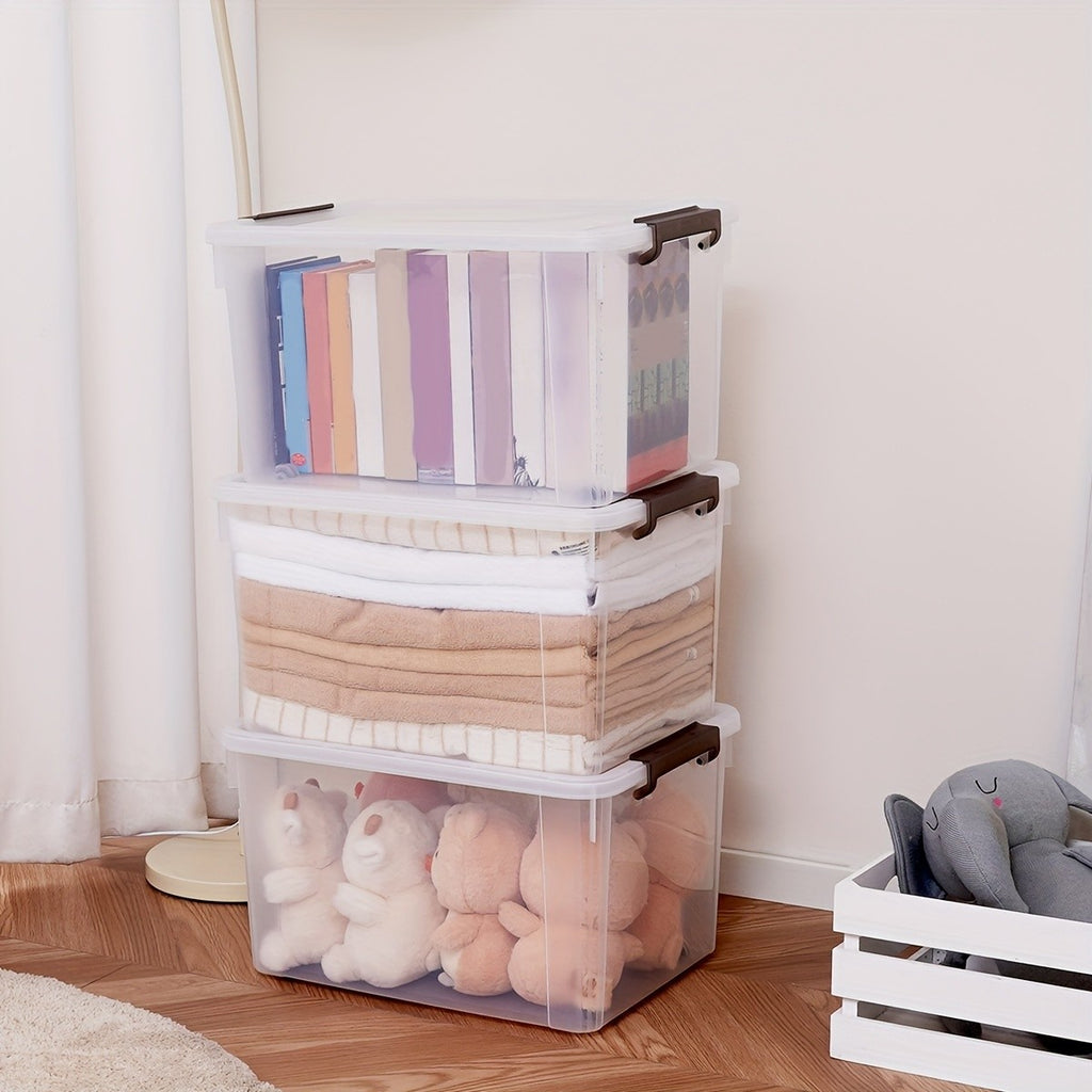 Clear Stackable Storage Boxes with Lids Set of 6 – 16.9 Quart Lockable Plastic Organizer Bins with Latches for Shelves, Multipurpose Home Office Clutter Storage and Organization Containers