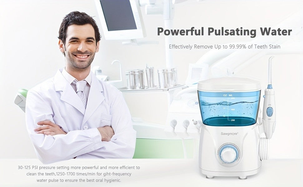 Water Flosser for Teeth & Braces – 8 Jet Tips, 10 Pressure Settings, 20oz Large Tank Oral Irrigator for Family Deep Cleaning & Braces Care
