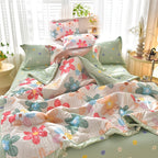 Summer Cooling Quilt Set 3 Piece Thin Quilt 2 Pillowcases Floral Embossed Skin Friendly Soft All Season Comforter - Twin Full Queen King Hotel Bedroom