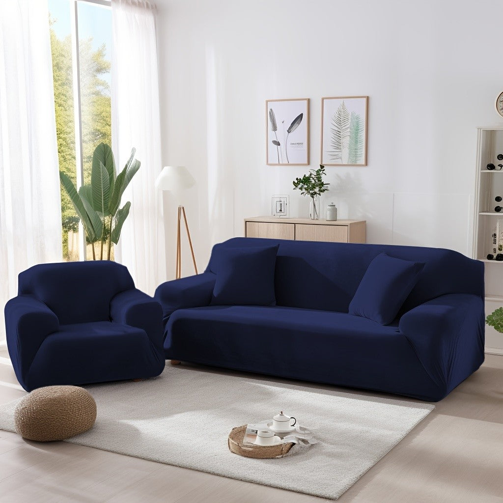 Velvet Stretch Sofa Cover Slipcover – Thick High-Elasticity Plush Couch Cover for L-Shape 1 2 3 4 Seater, Polyester Spandex Furniture Protector with Pillowcase for Living Room