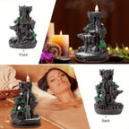 Backflow Incense Burner Waterfall Holder 2-Side Design with 120 Backflow Cones & 30 Incense Sticks - Aromatherapy Ornament for Home Decor, Meditation & Relaxation
