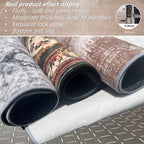 Luxury Velvet Area Rug Non-Slip Machine Washable, Geometric Print Fluffy Polyester Carpet for Living Room Bedroom Kitchen, 7 Sizes Available