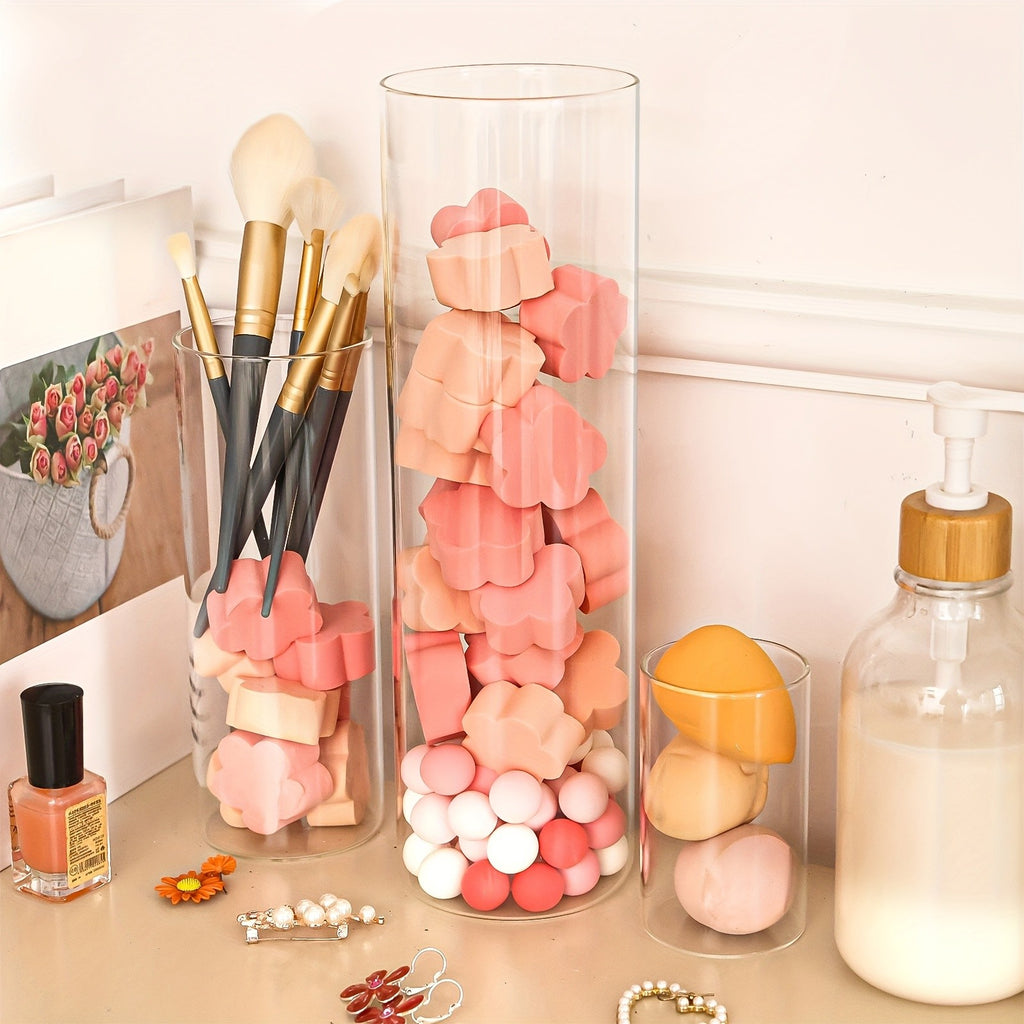 Clear Glass Cylinder Vases 24-Pack 3 Sizes 4/8/12 Inch - Tall Flower Vases, Hurricane Floating Candle Holders for DIY Candle Making, Wedding Table Centerpieces & Home Decor