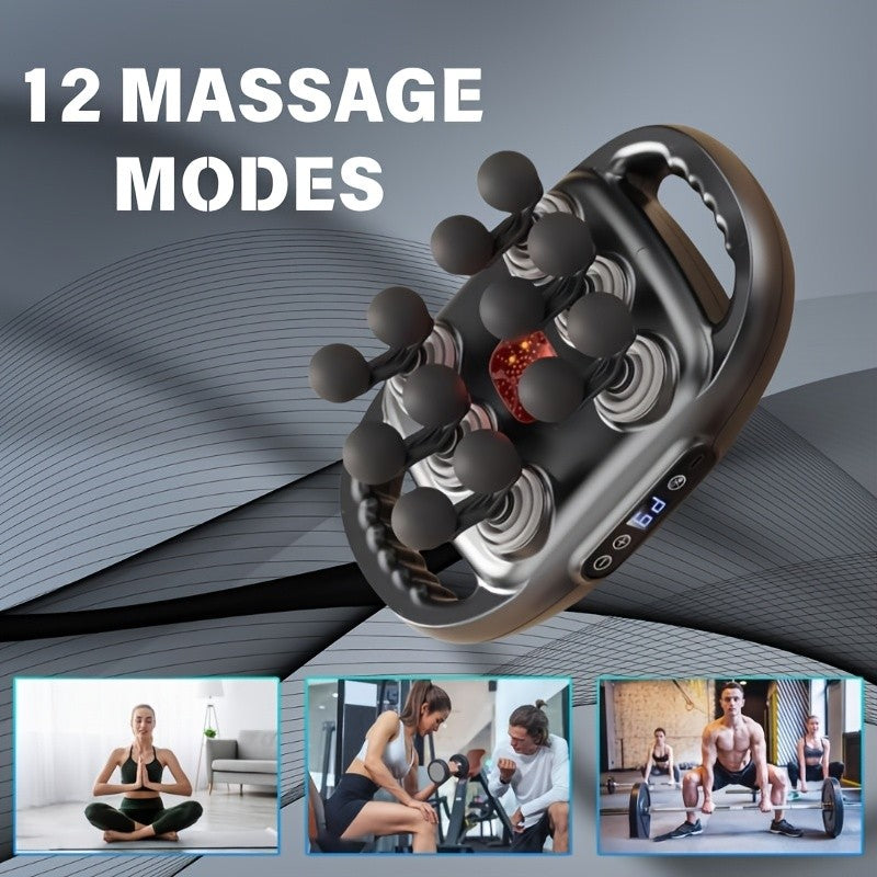 Fascia Gun Deep Tissue Percussion Massager with 9 High-Frequency Modes & Multiple Massage Heads, USB Rechargeable 2000mAh, Targets Legs, Waist, Back & Hips, Fitness Recovery Gift for Men & Women