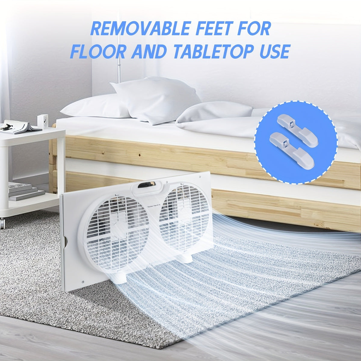Twin Window Fan 9 Inch Expandable Dual Blade with Remote Control 2-Speed 3-Speed for Bedroom Living Room Kitchen Indoor Cooling