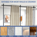 Room Divider Curtain No Drill Floor to Ceiling Tension Rod Adjustable Privacy Screen 4-10ft Height 29-146in Width Metal Frame Bedroom Office Renters Black