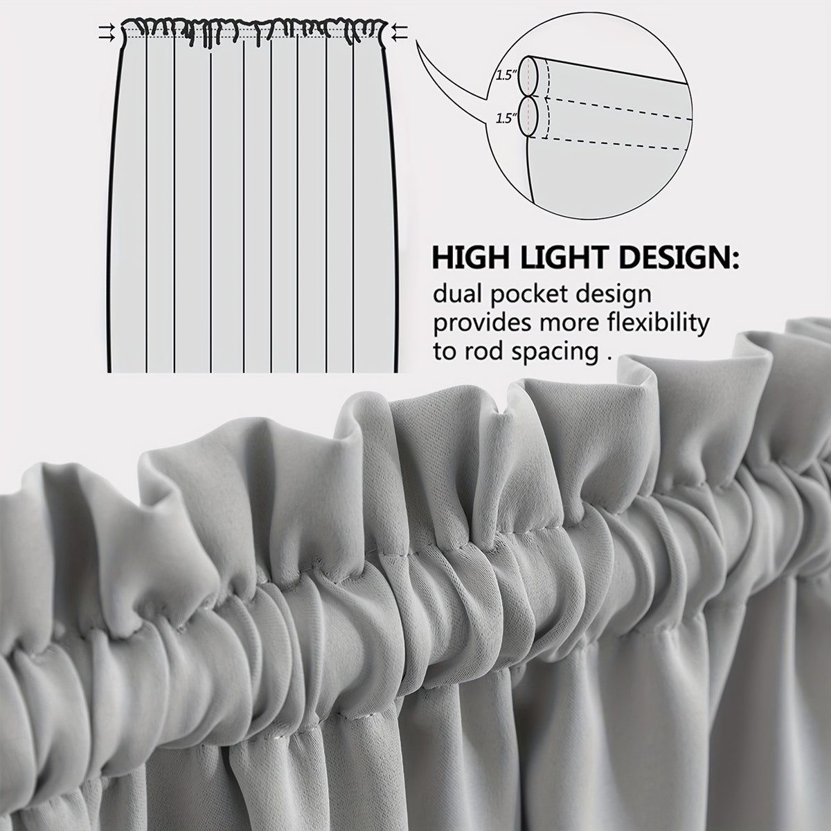 Room Darkening Curtains 2 Panels Triple Weave for Bedroom & Living Room – Thermal Insulated, Noise Reducing, Rod Pocket Solid Color Drapes