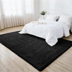 Black Fluffy Shag Area Rug Thick Soft Fuzzy Bedroom Rug Living Room Carpet 4x6 5x8 6x9 8x10 Ft Cute Room Decor