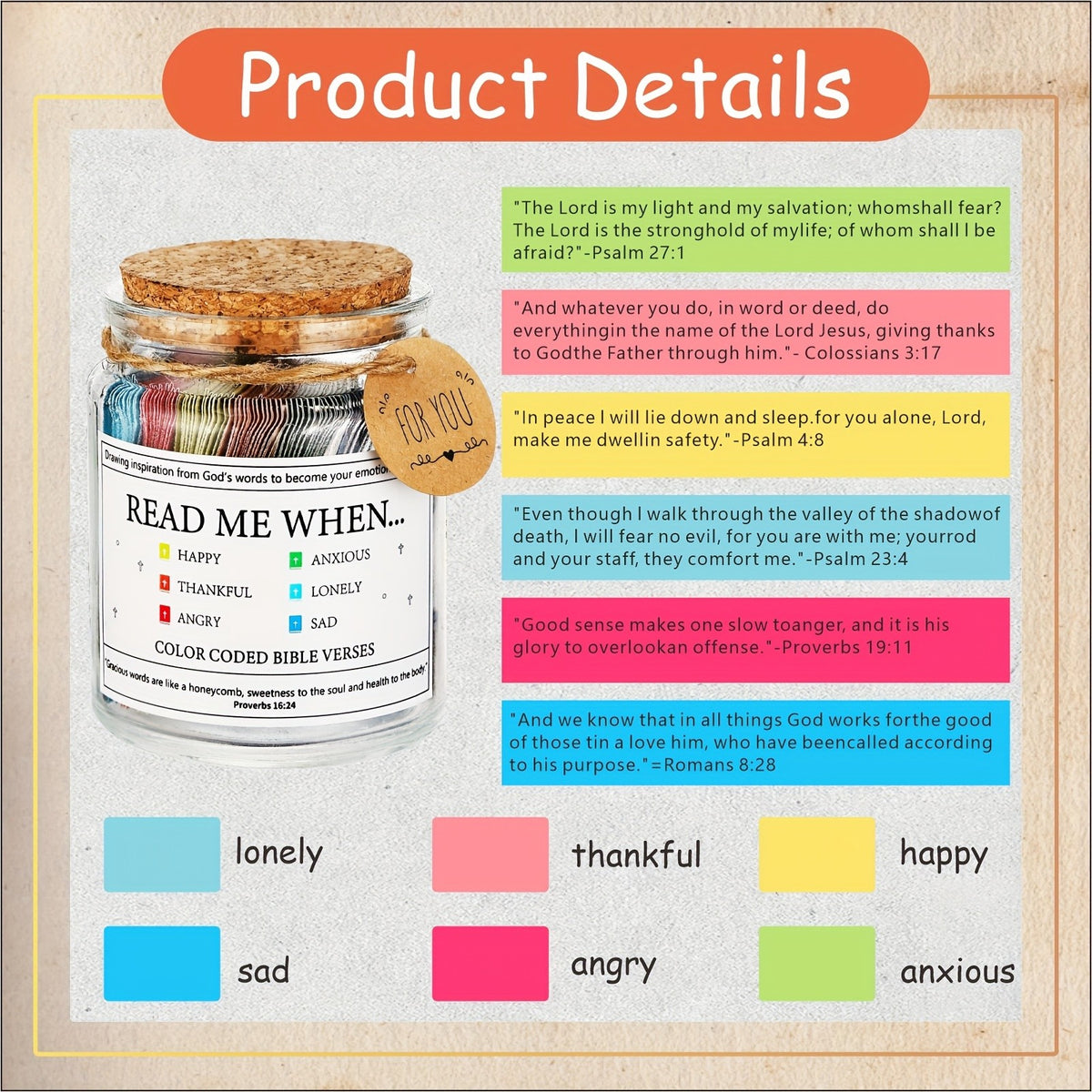 Bible Verse Scripture Jar 92 Cards with Wooden Cross Handmade Christian Gift – Inspirational Daily Scripture Cards for Women Faith Prayer Gift Easter Christmas