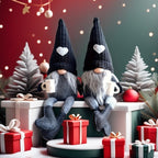 Gnome Home Decor Set of 2 Collectible Gnome Figurines Holiday Decor for Living Room Bedroom Office Desktop Ornaments Birthday Mothers Day Fathers Day Gifts for Women Men Cute Scandinavian Tomte Shelf Decor