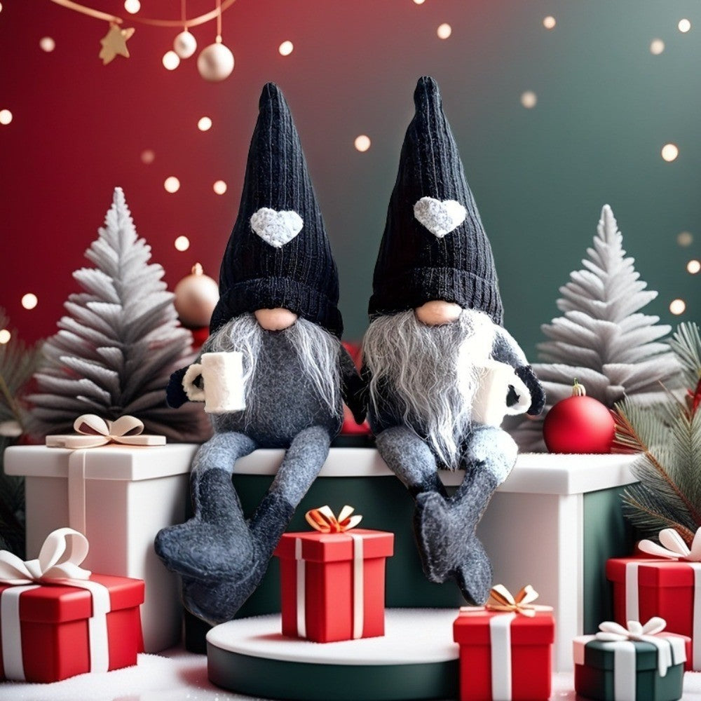 Gnome Home Decor Set of 2 Collectible Gnome Figurines Holiday Decor for Living Room Bedroom Office Desktop Ornaments Birthday Mothers Day Fathers Day Gifts for Women Men Cute Scandinavian Tomte Shelf Decor