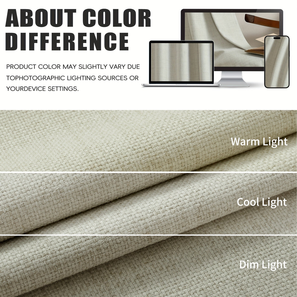 Faux Linen Blackout Curtains 2 Panels for Bedroom & Living Room – 100% Blackout, Back Tab & Rod Pocket, Thermal Insulated Farmhouse Drapes