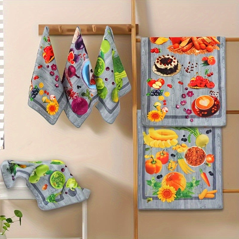 Kitchen Towels Set of 6 Colorful Printed Dishcloths Soft Absorbent Holiday Tea Towels Hand Towels Decorative Kitchen Decor Cleaning Supplies