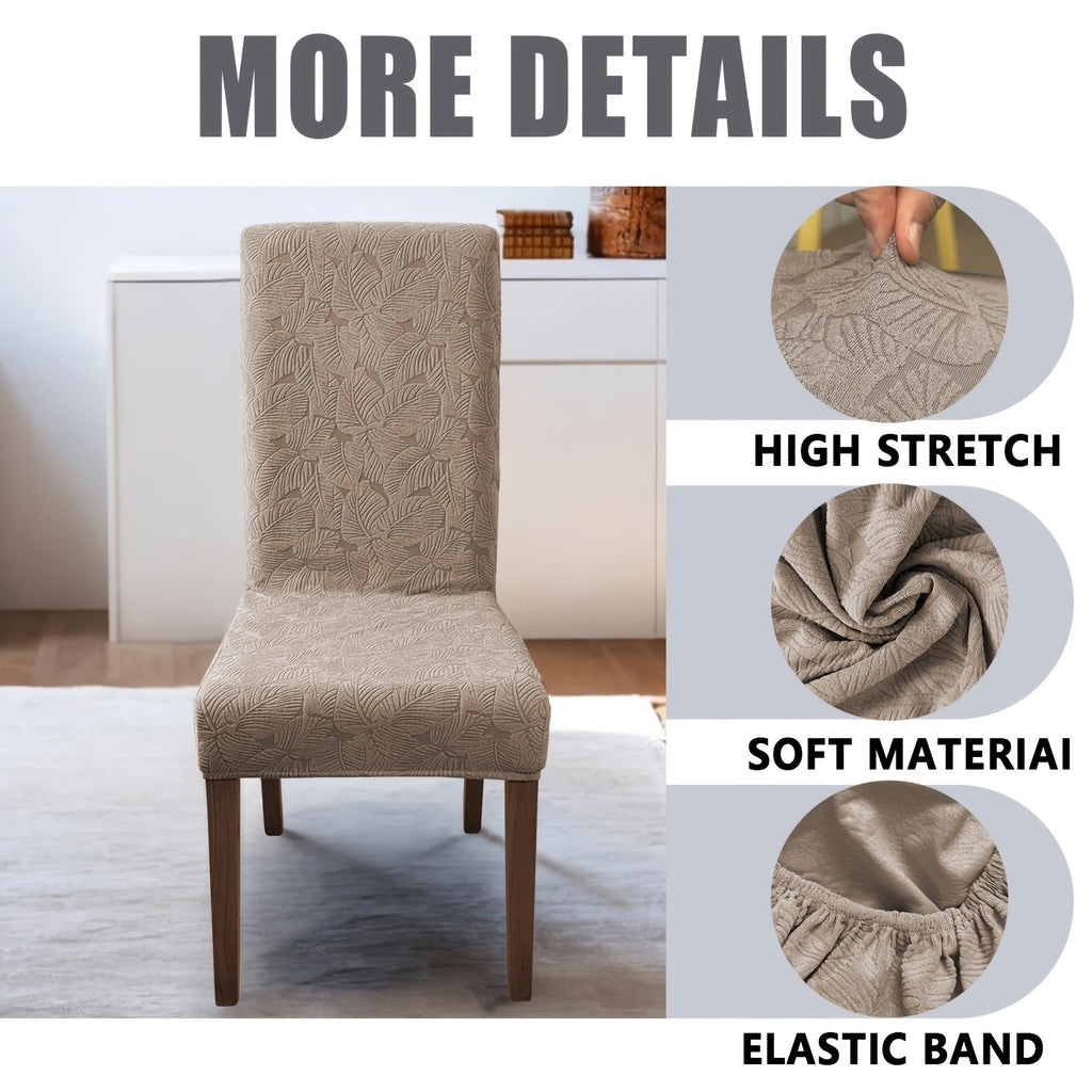 Dining Chair Covers 4/6pcs – Plant Print Stretch Parsons Chair Slipcovers 90% Polyester Elastic Band All-in-One Seat & Back Protector, Vintage Elegant Style for Kitchen Wedding Mother's Day Gift