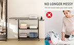 3-Tier Rolling Ironing Board Cart with Storage Shelves & Wheels – Mobile Laundry Station with Foldable Ironing Board, Iron Holder & Lockable Casters for Home Laundry Room, Bedroom & Living Room
