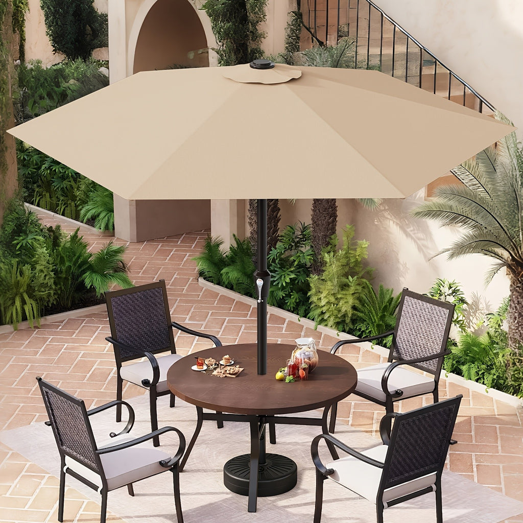 9 FT Patio Market Umbrella with Easy Crank, UV Protection & 6 Sturdy Ribs – Outdoor Table Umbrella for Deck, Backyard & Pool, 10 Colors (Beige, Gray, Green, Navy, Blue, Red, Pink, Yellow)