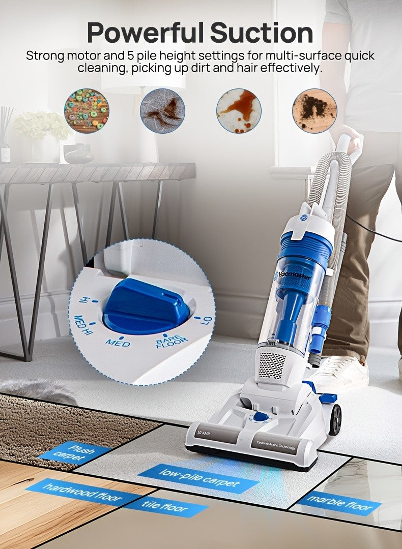 Vacmaster Upright Bagless Vacuum Cleaner 20ft Cord 13in Cleaning Path Powerful Suction for Carpet Hard Floor Pet Hair