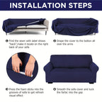 Stretch Sofa Cover Set 2 Piece Form Fit Slipcover for 2 Seater & 3 Seater Couch – Wrinkle Proof Loveseat Furniture Protector, 5 Colors, Milk Silk