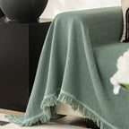 Herringbone Sofa Cover with Tassels – Washable Polyester Throw for 3-Seater, 4-Seater & Large Sofas | Grey, Coffee, Green