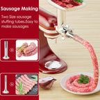 Meat Grinder Attachment for KitchenAid Stand Mixers, Metal Food Grinder with 4 Grinding Plates, 4 Blades, 2 Sausage Stuffer Tubes & Cleaning Brush — Fits All KitchenAid Models, Perfect Kitchen Gift