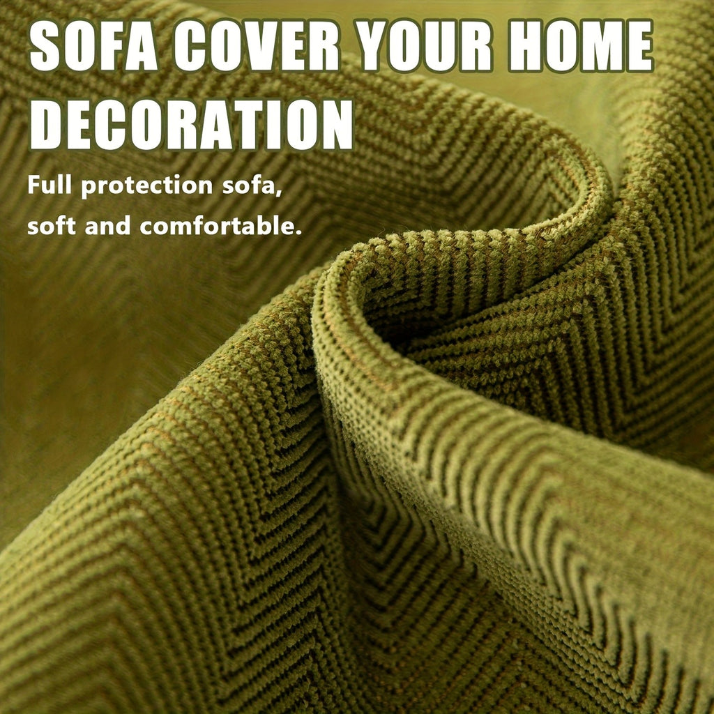 Chenille Ribbed Sofa Cover – Pet-Friendly Non-Slip Stretch Slipcover, Machine Washable Sofa Protector for 2, 3 & 4-Seater and Sectional Sofas, Modern Living Room Couch Cover