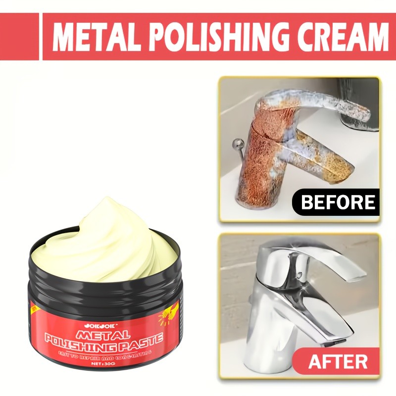 Metal Polish & Gloss Restoration Paste 30g with Sponge – Long-Lasting Shine & Protection for Kitchen Pots, Bathroom Fixtures & Car Surfaces, Easy-Apply Cream Renovation Paste