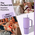 40oz Insulated Tumbler with Straw & Handle - Double Wall Stainless Steel Vacuum Cup for Hot & Cold Drinks, Reusable Travel Mug, 8 Colors | Nuvia Haven