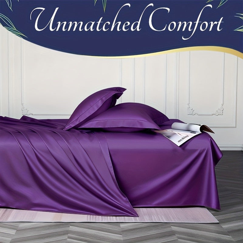 Bamboo Cooling Bed Sheet Set 4 Pcs - 2300TC Ultra Soft Breathable Deep Pocket Fitted Sheet Flat Sheet Pillowcases, Shrink Resistant All Season Bedding for Twin Full Queen King
