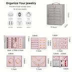 Jewelry Box with Lock & Mirror, Large 6-Tier Jewelry Case with 5 Drawers, Lockable Jewelry Storage Organizer for Women, Girls & Loved Ones — Jewelry Armoire Gift