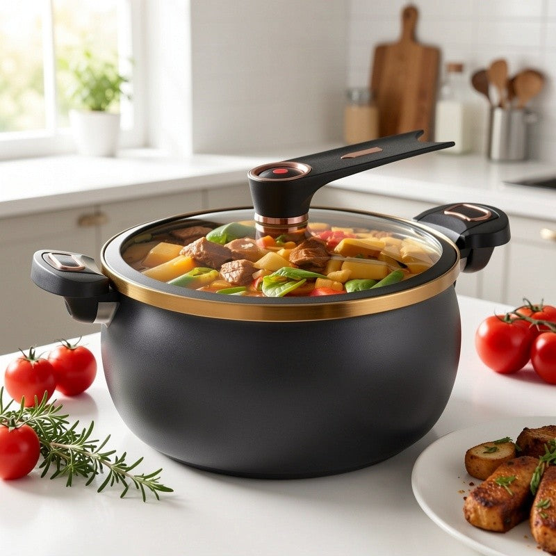 Non-Stick Stockpot 8.45QT with Twist Lock Handle – Large 2.11 Gallon Soup & Stew Pot Compatible with Induction Cooker, Gas & Electric Stovetop
