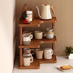 Corner Shelf Countertop Organizer, Triangular Multi-Tier Kitchen Storage Rack for Coffee Accessories, Cups, Spices & Kitchen Essentials, Space-Saving Corner Stand for Counter, Bathroom & Office