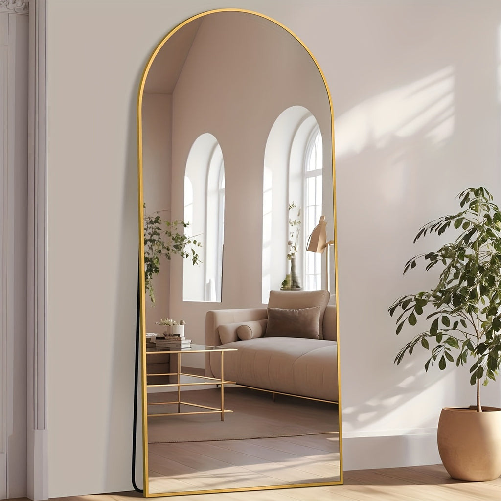 Arched Floor Mirror Full Length 58x18 Inch – Freestanding Leaning or Wall-Mounted Full Body Mirror with Rustproof Stand, Modern Arch Design for Bedroom, Living Room & Cloakroom