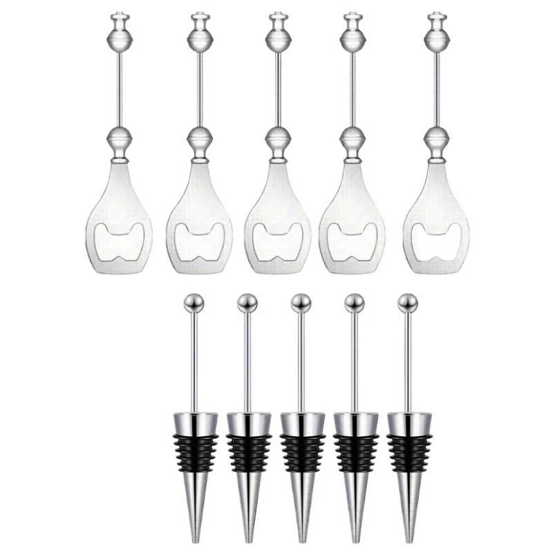 Beadable DIY Bottle Opener Beaded Wine Stopper Bulk Set 10pc 20pc Party Favors Wedding Bar Gifts Christmas Halloween Thanksgiving Teacher Gift
