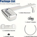 Bidet Attachment for Toilet Ultra-Slim Non-Electric Cold Water Sprayer Retractable Self-Cleaning Nozzle Adjustable Water Pressure Easy Install Fits Most Toilets