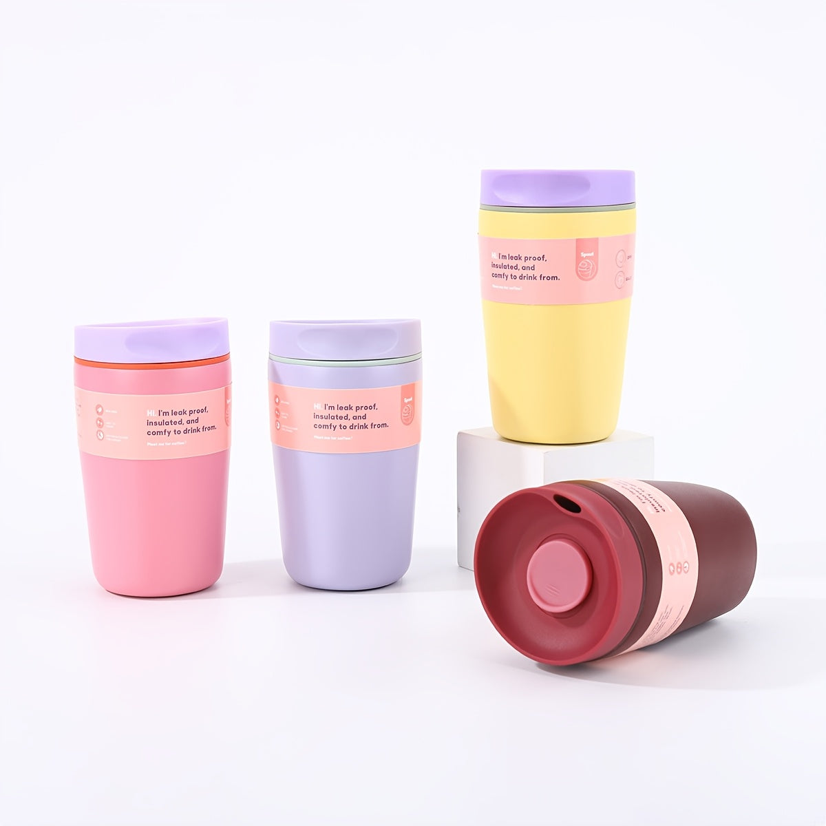 Vacuum Insulated Coffee Travel Cup 350ml 11.83oz - 304 Stainless Steel Double-Wall Flask with Push Lid & Direct Drinking Spout for Office, Travel & Outdoor, 4 Colors