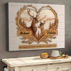 Personalized Couples Canvas Wall Art - Custom Deer & Mountains 2D Flat Print with Two Names, Romantic Gift for Couples, Anniversary Wedding Bedroom Decor