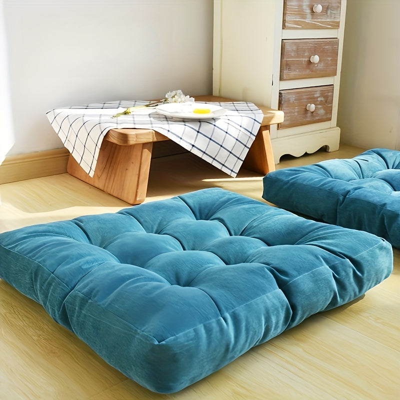 Plush Square Seat Cushion 21.6x21.6 In – Soft Floor Cushion for Dining Chair Tatami Futon Office Computer Chair, 2 Colors