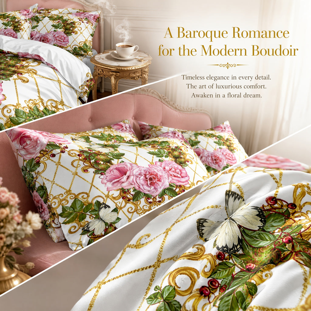 Duvet Cover Set Baroque Geometric Floral 3 Piece Soft Breathable Polyester Quilt Cover with 2 Pillowcases All Season Twin Full Queen King Multicolor Modern Art