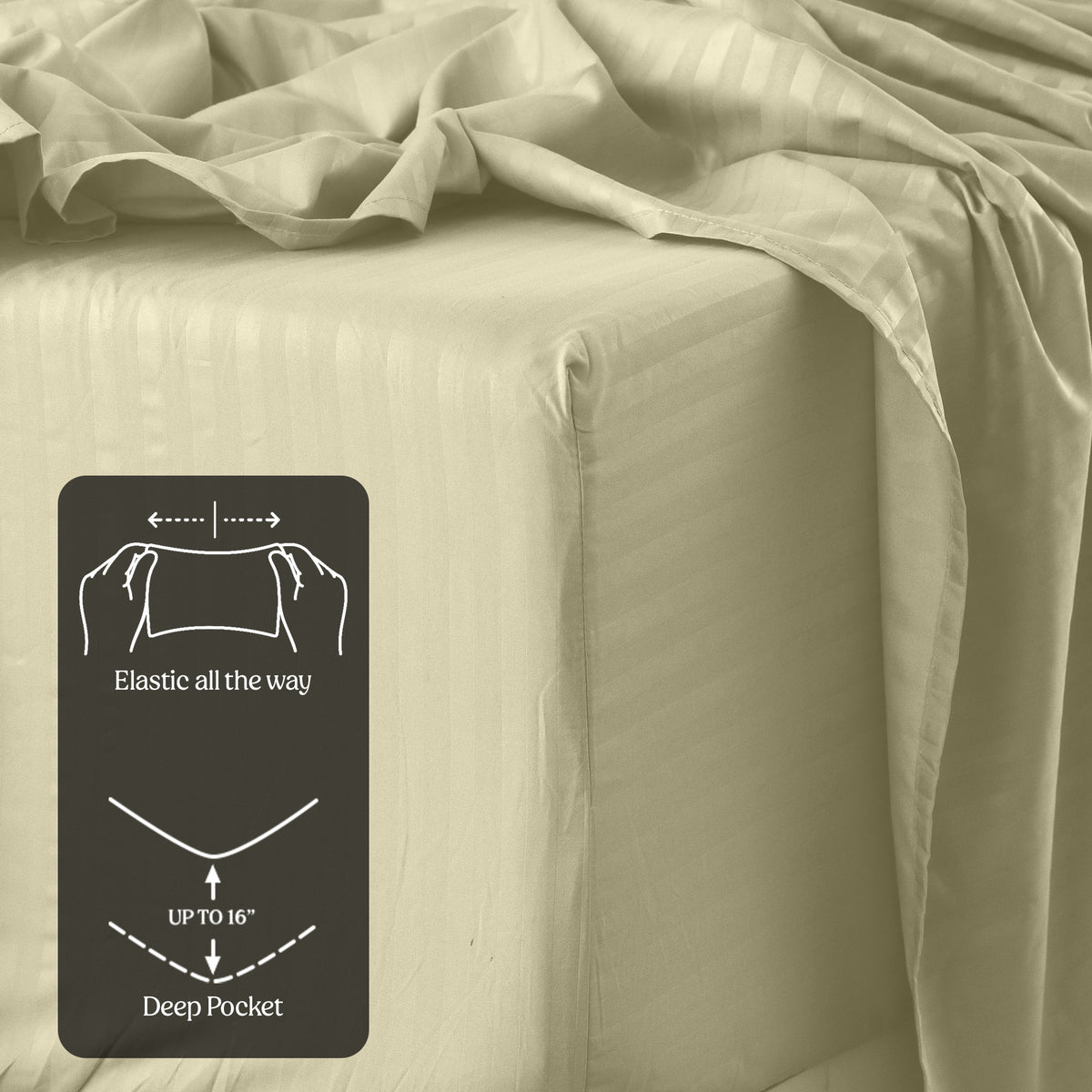 Luxury Striped Bed Sheet Set 3 or 4 Pcs – Hotel-Quality Deep Pocket 16", Extra Soft Breathable Cooling Sheets, Wrinkle & Fade Resistant, Twin Twin XL Full Queen King Cal King, 11 Colors
