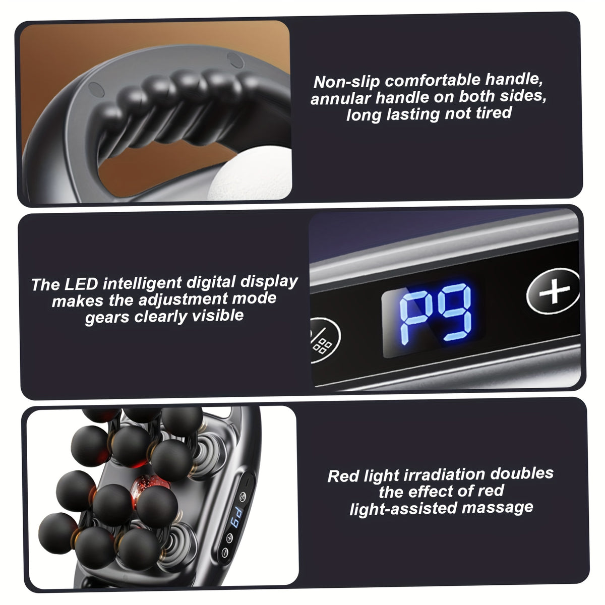 Fascia Gun Deep Tissue Percussion Massager with 9 High-Frequency Modes & Multiple Massage Heads, USB Rechargeable 2000mAh, Targets Legs, Waist, Back & Hips, Fitness Recovery Gift for Men & Women