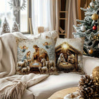 Christmas Pillowcase Set of 4 Farmhouse Holiday Decorative Cushion Covers 18x18 Inch for Sofa Living Room Bedroom Winter Home Decoration (No Pillow Insert)