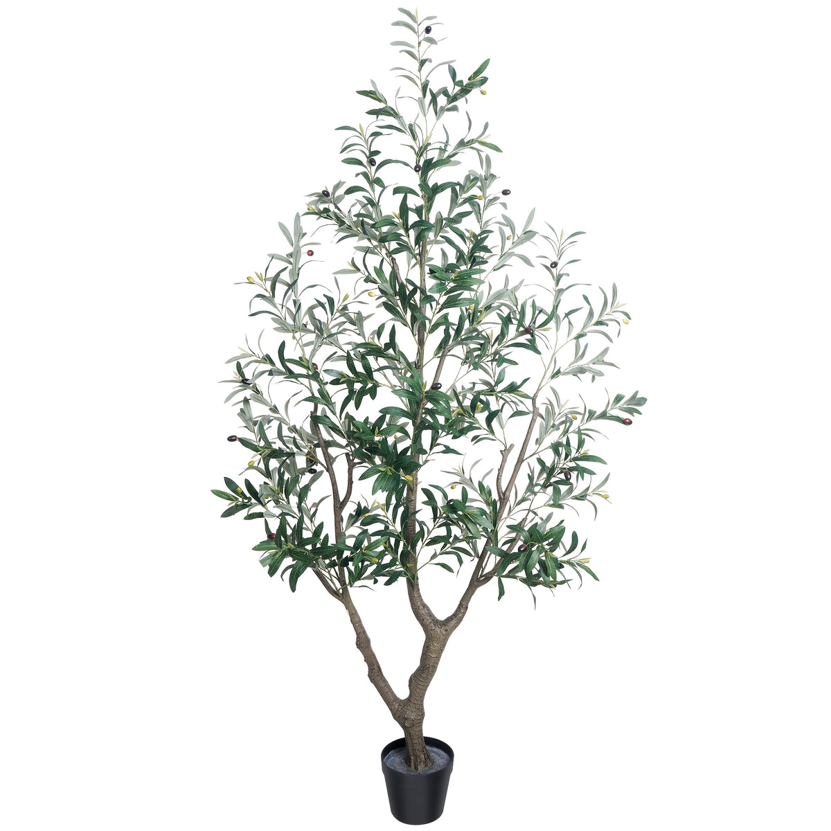 Artificial Olive Tree 5/6/7FT Multi-Trunk Pre-Potted – Lifelike Faux Indoor Tree with 706-1296 Leaves & Realistic Olives – Mediterranean Farmhouse Decor for Home, Office & Porch