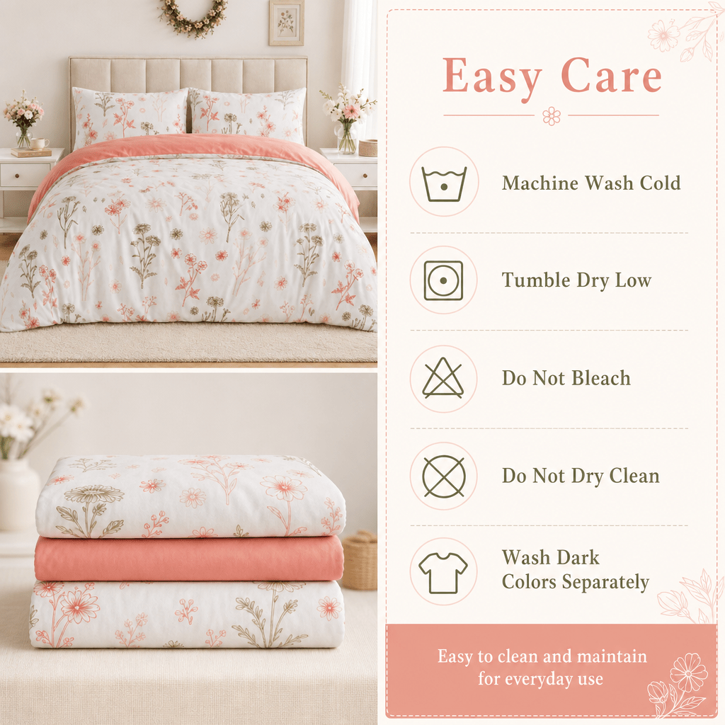 Duvet Cover Set Multicolor Floral Print Queen King Twin Full - 3-Piece Soft Breathable Bedding with Pillowcases, Boho Bedroom Decor All-Season
