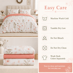 Duvet Cover Set Multicolor Floral Print Queen King Twin Full - 3-Piece Soft Breathable Bedding with Pillowcases, Boho Bedroom Decor All-Season
