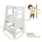Toddler Learning Tower Kitchen Helper Stool – Safe Standing Step Stool for Kids at Kitchen Counter, Adjustable Height Toddler Tower for Cooking & Learning, Available in Random & Wood Color