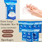 Flushable Wet Wipes with Probiotics, Plant-Based Fibers Fragrance-Free Sewer-Safe Butt Wipes, Soft Thick Disposable Personal Care Wipes for Adults, Incontinence & Sensitive Skin, Multi-Pack